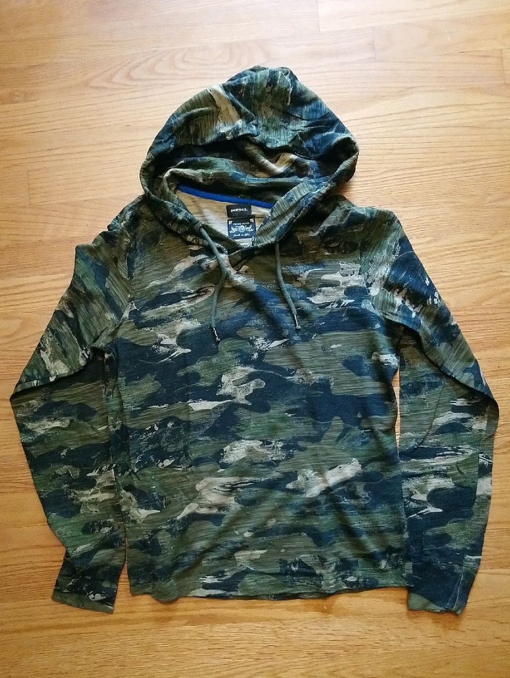Diesel Men's Camouflage Hooded Long-Sleeve Shirt - Green & Black